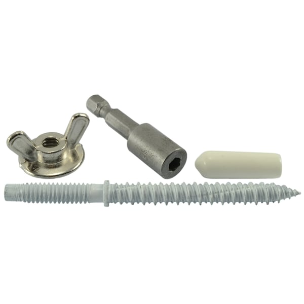 1/4 in Thread to 1/4"-20 Thread, 25 PK Steel, White Ruspert Finish